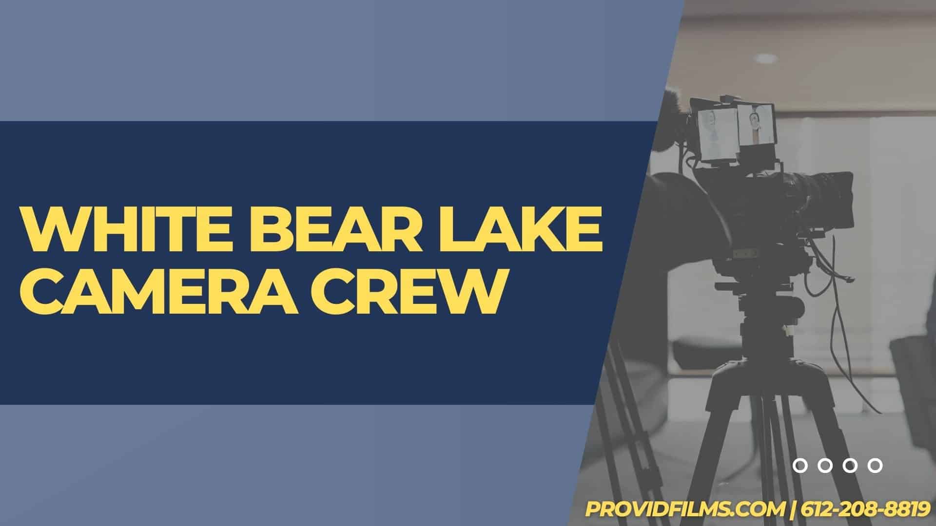 Graphic of a video camera with the text saying "White Bear Lake  Camera Crew"
