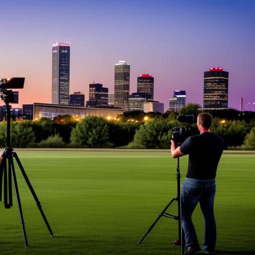 camera crew in oklahoma city - skyline